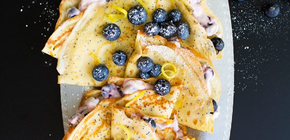 Lemon Poppyseed Crepes With Blueberry Cream Chesse