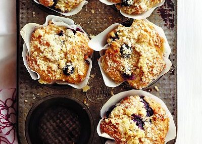 Streusel-crunch blueberry muffins