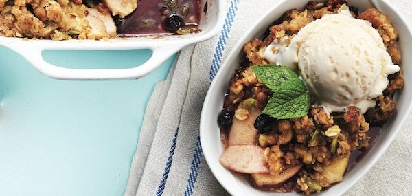 Apple and blueberry superfood crumble