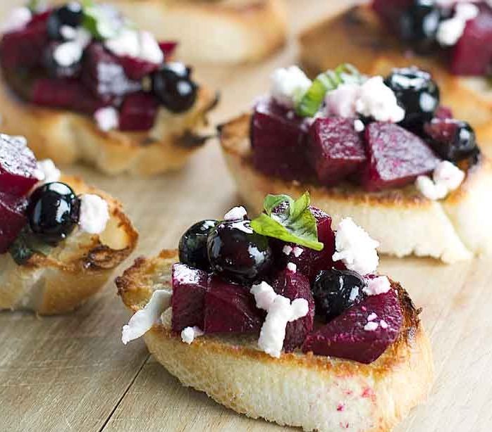 Balsamic Blueberry Mascarpone Crostinis