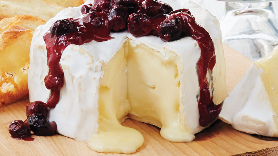 Smoky Brie with Blueberry Sauce
