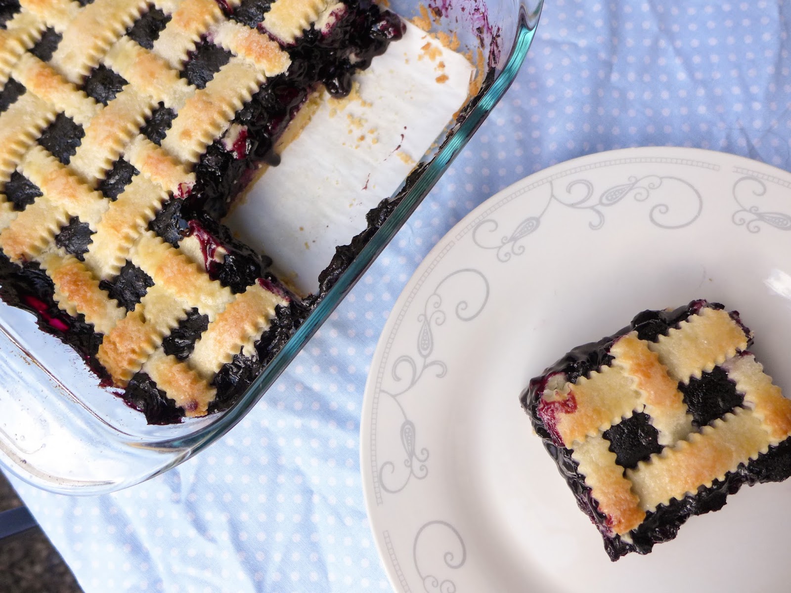 Square blueberry pie