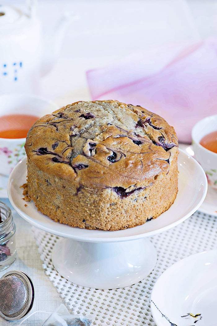 Eggless Whole Wheat Blueberry Cake 